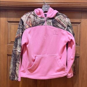 Huntworth small pink and camo 1/4 zip hoodie